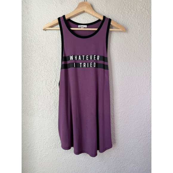 PINK Victoria's Secret Tops - Victoria's Secret PINK Super Soft Muscle Tank Purple Whatever I Tried Graphic M